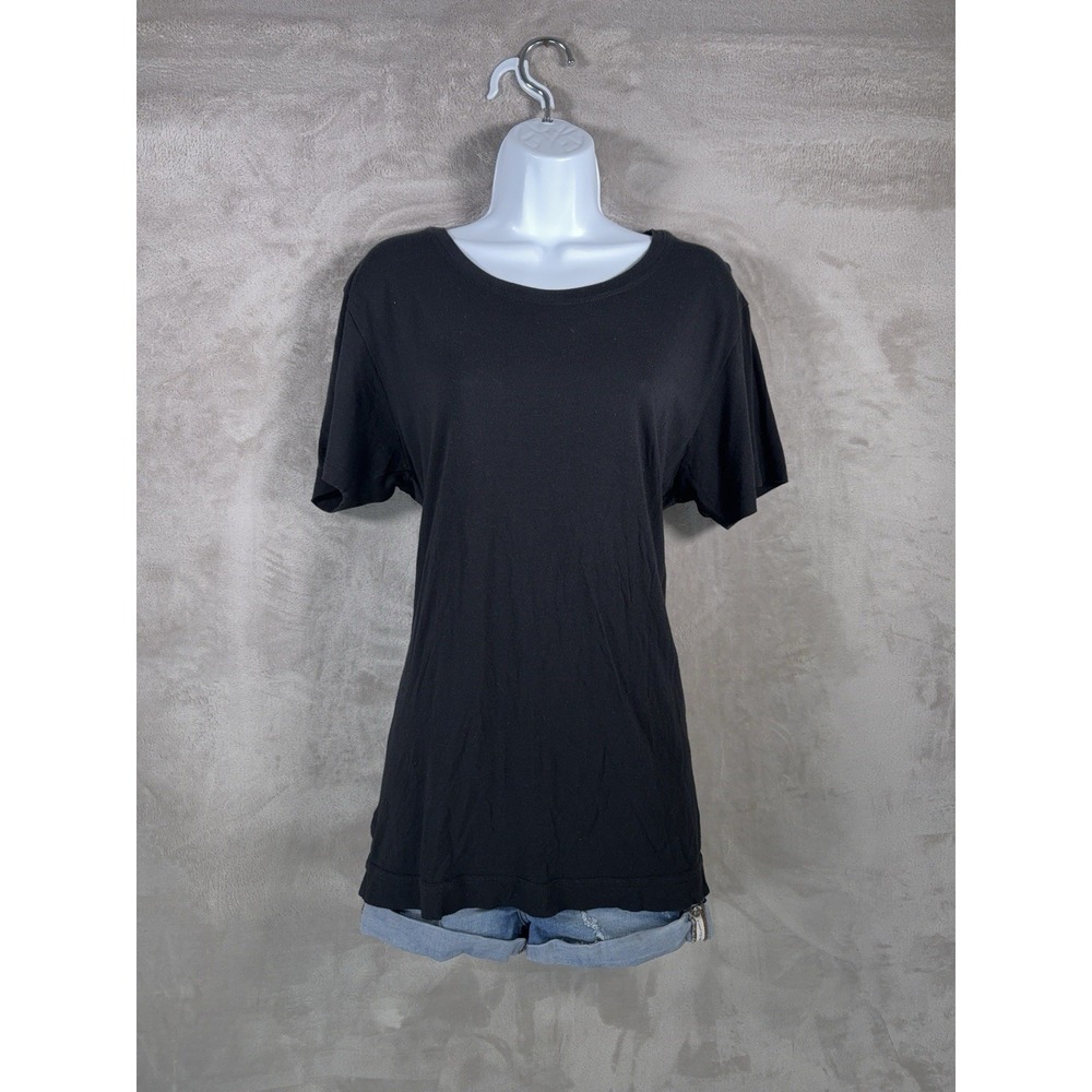 JOHN ELLIOT Shirt Womens Size 2 Black Crew Neck Short Sleeve Minimalist
